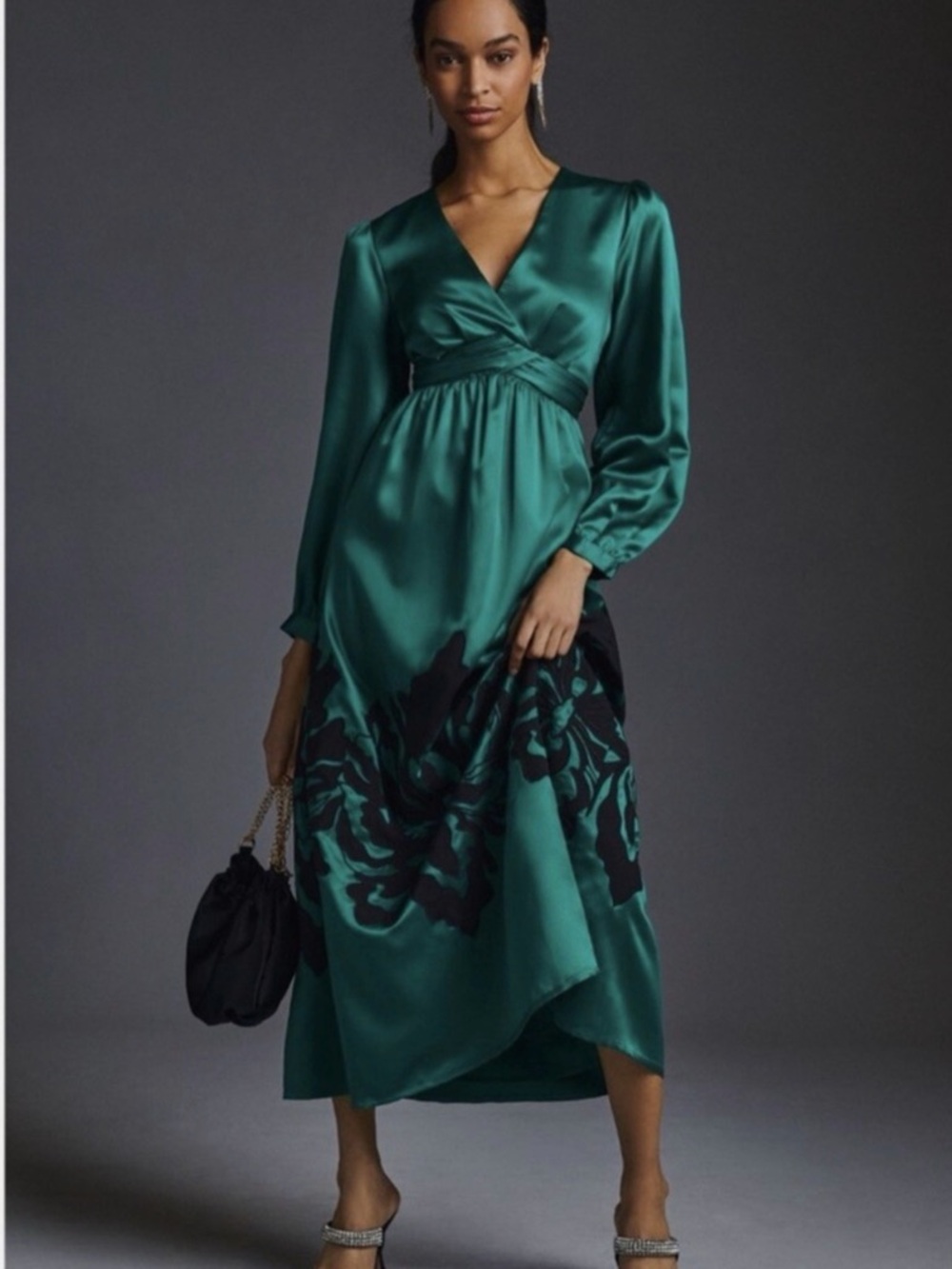 Anthropologie Nikasha Embroidered Satin Dress